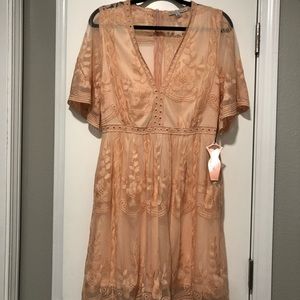 Light my fire blush lace mini dress from Bella Ella Boutique